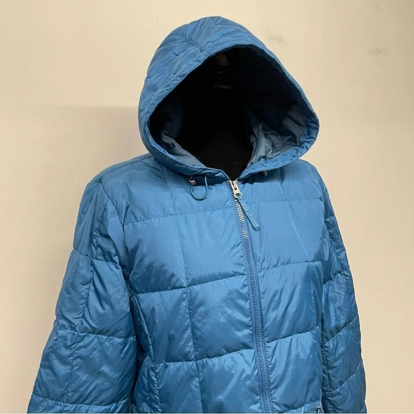 L.L. Bean Blue Hooded Puffer Down Jacket Downtek Water repellent down - Picture 3 of 10